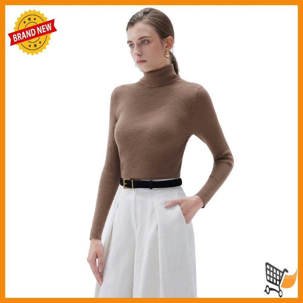 Cashmere Blend Turtleneck Sweater Long Sleeve Fitted Pullover Winter Top